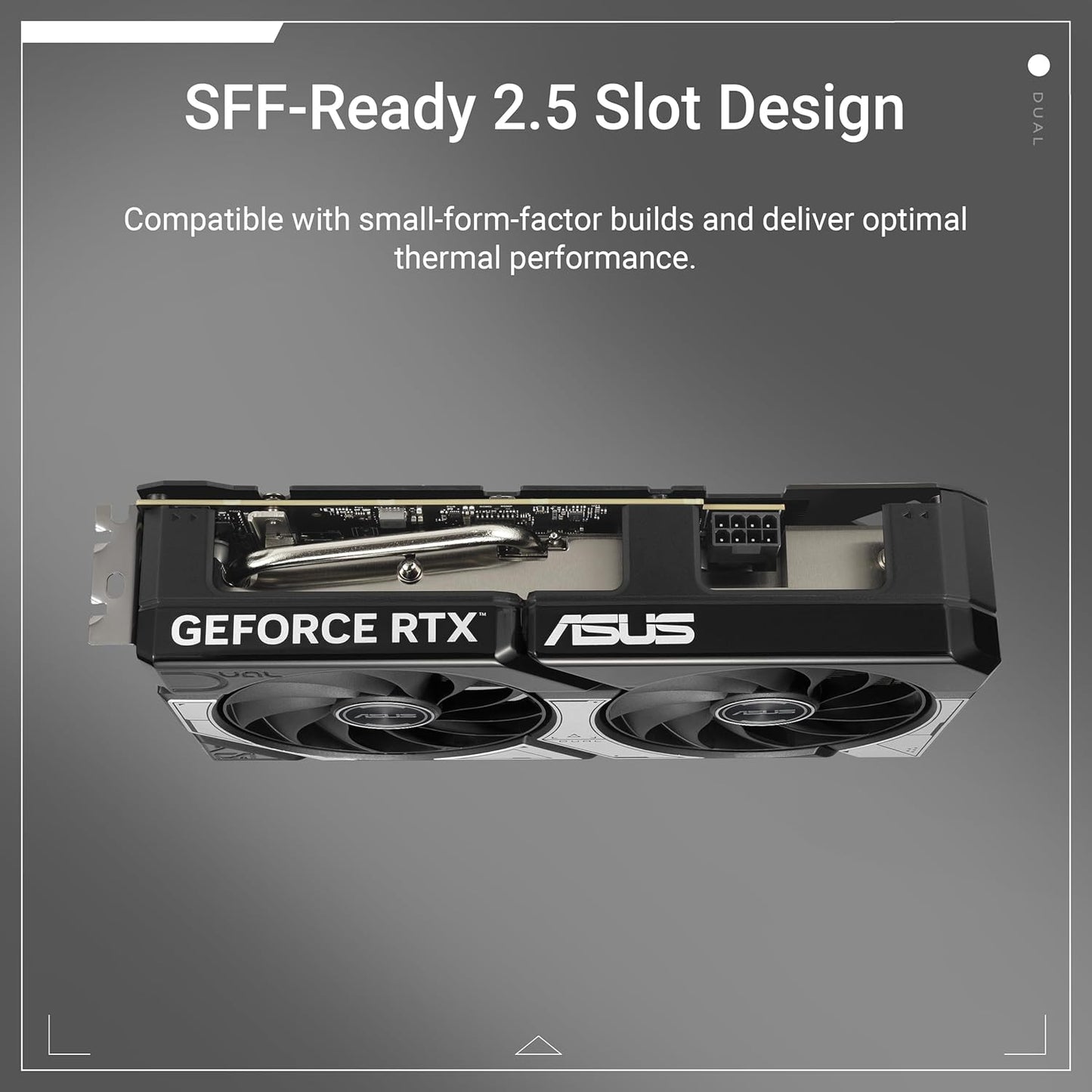ASUS Dual NVIDIA GeForce RTX 5060 8GB GDDR7 OC Edition graphics card with dual fans, black and silver design, PCIe 5.0, HDMI 2.1b, DisplayPort 2.1b, 2.5-slot, 0dB technology, 3-year warranty.