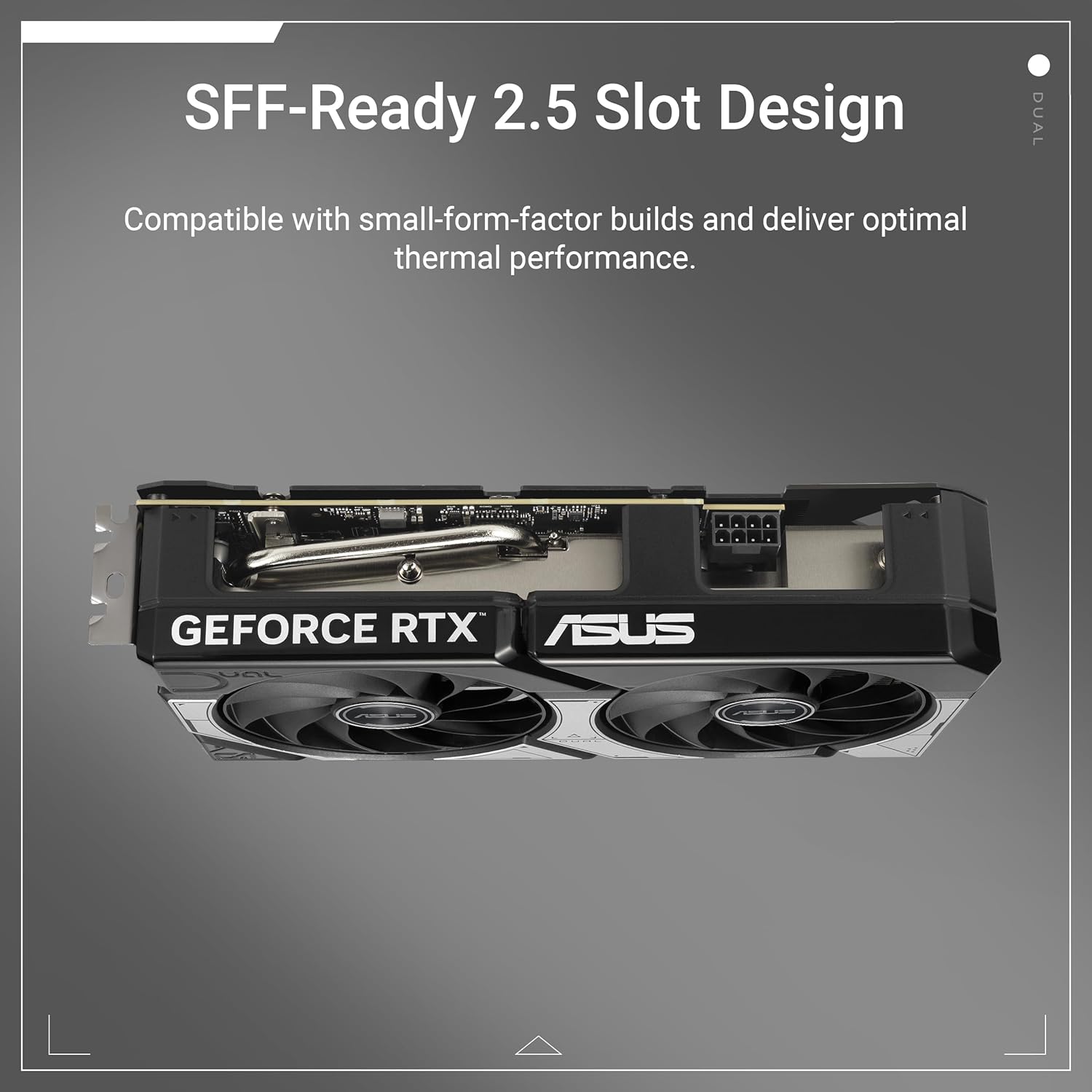 ASUS Dual NVIDIA GeForce RTX 5060 8GB GDDR7 OC Edition graphics card with dual fans, black and silver design, PCIe 5.0, HDMI 2.1b, DisplayPort 2.1b, 2.5-slot, 0dB technology, 3-year warranty.